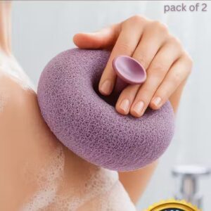 Microfiber bath sponge with soap holder for exfoliating and skincare - pack of 2.