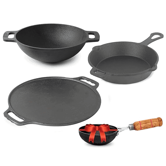 Cast iron pans and cookware set for durable, versatile kitchen use, ideal for frying, searing, and baking - perfect budget-friendly cookware for home chefs.